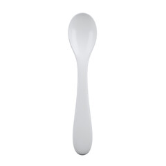 Plain white spoon for food or dessert, isolated on transparent background