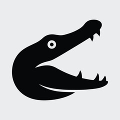 Silhouette alligator head with open mouth black Vector illustration