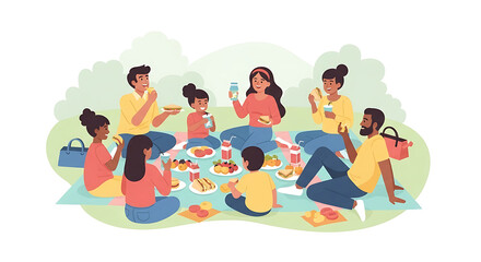 Happy Family Enjoying a Joyful Picnic in the Park