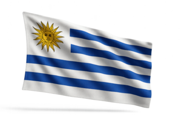 Uruguay flag waving isolated on transparent background, national symbol