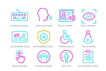Neon symbols of accessibility and inclusive design for digital interfaces