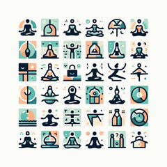 Set of Yoga Pose Icons in Minimal Vector Style

