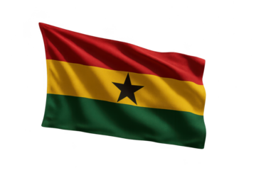 Ghana flag waving isolated on transparent background, national symbol design element