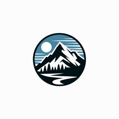 Vector Mountain Emblem for Hiking and Camping Brands

