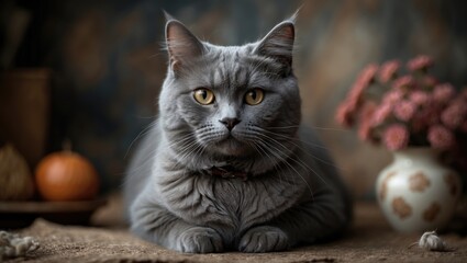 Adorable gray cat portrait