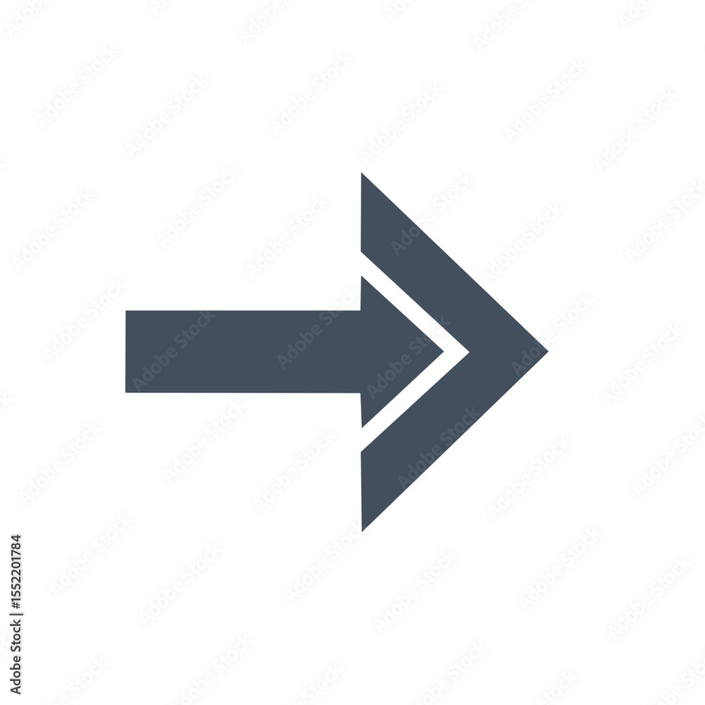 Poster grey arrow direction symbol pointing right for navigation or progress in minimal style