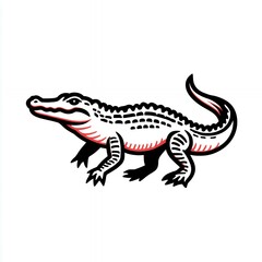 alligator crocodile reptile cartoon mascot logo design silhouette illustration