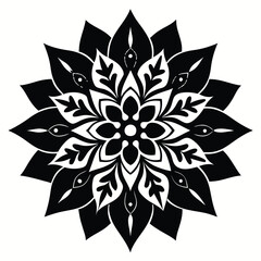 Elegant Black and White Mandala Design Intricate Floral Pattern for Art, Decor, and Spiritual Practices