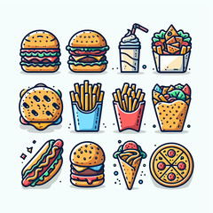Modern Junk Food Logo Design in Vector Style

