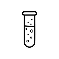 Handdrawn Line Art Test Tube Icon Laboratory Science Experiment Bubbles Liquid testtube