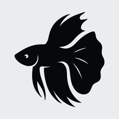 Silhouette betta fish elegant aquatic pet simple icon Vector illustration