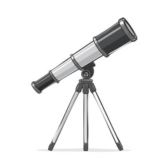 Astronomical Telescope on Tripod for Stargazing and Space Exploration Cartoon Illustration isolated on Black Background