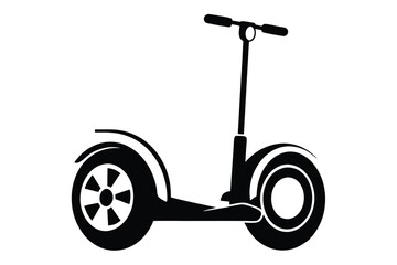 Black Silhouette of SelfBalancing Scooter with Handlebar, Electric Mobility Vector Graphic