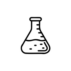 Handdrawn Line Art Erlenmeyer Flask Filled Liquid Science Laboratory Icon beaker