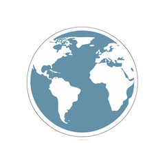 Globe Illustration with Continents in White and Blue Background