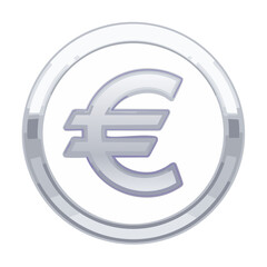 Obraz premium Silver Euro Coin Illustration Depicting Finance Currency and European Economy
