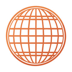 Obraz premium Orange Globe Vector Illustration Earth Grid Outline Representation for Maps and Global Connection Concepts Minimalist Flat Design Icon on Black