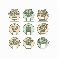 Botanical Pot Plant Logo for Home Decor Brand

