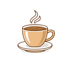 Obraz premium Aromatic Coffee Cup Illustration on Black Background, Hot Drink with Steam