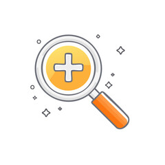 Obraz premium Magnifying glass with plus symbol for search, find, zoom in, increase, addition, and explore concepts for website, app, and ui design elements
