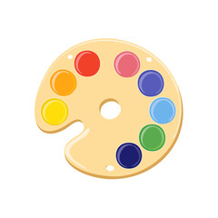 Fototapeta premium Artist Paint Palette with Rainbow Colors for Mixing Isolated on Black Background Creative Arts