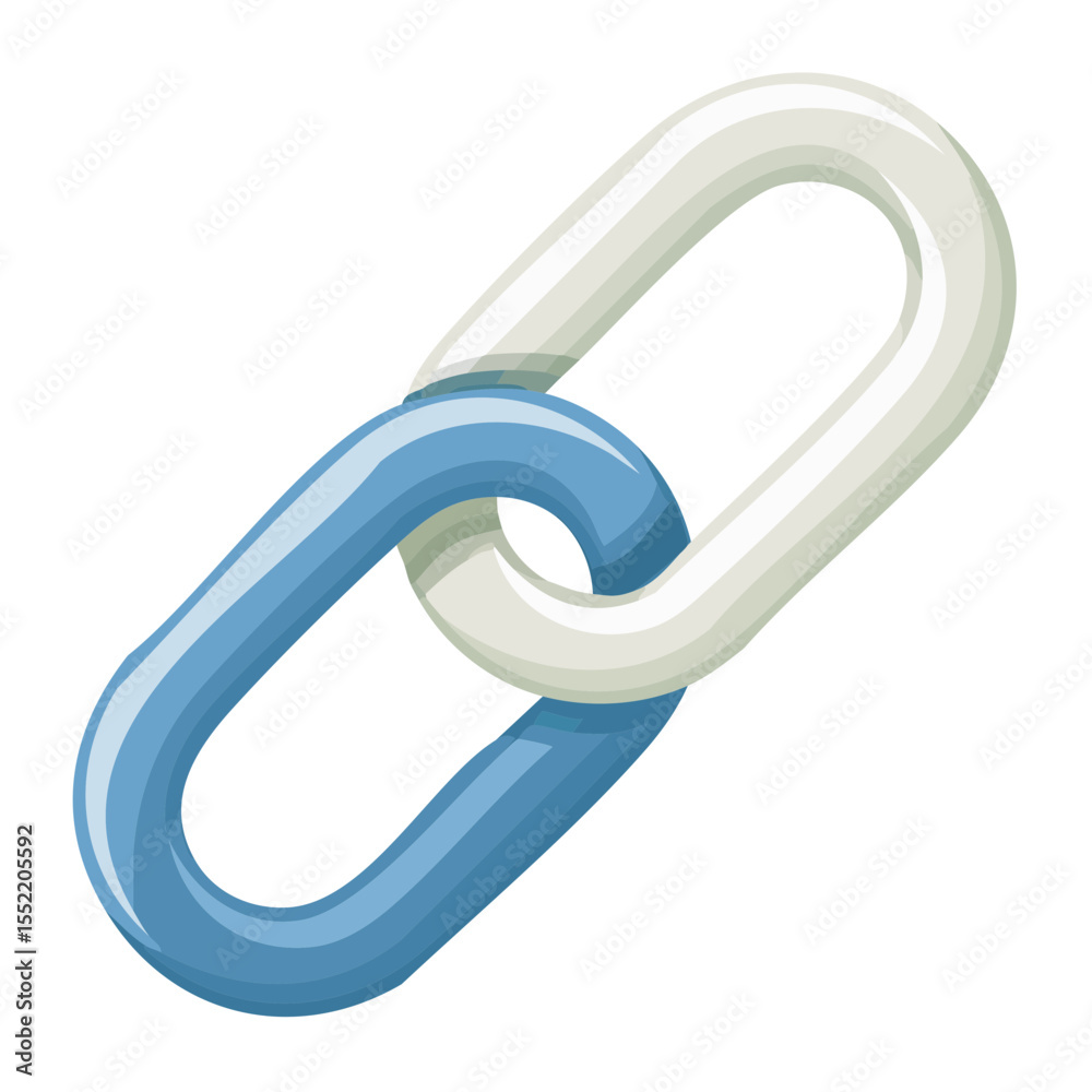 Poster interlocking chains connection elements unity concept teamwork symbol blue and white connected