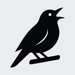 Silhouette bird singing on branch minimal design Vector illustration