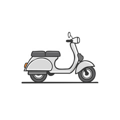 Illustration of a Gray Scooter with Double Seat on Black Background