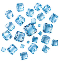 Naklejka premium Glimmering Ice Cubes Floating on a Transparent Background, Perfect for Refreshing Drink Illustrations
