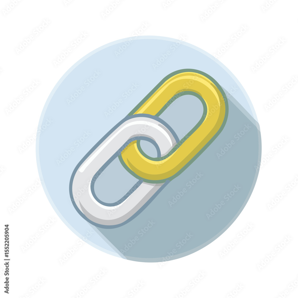 Poster two chain links connecting gold and silver icons representing connection and unity for web design an
