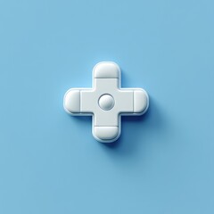 Obraz premium White plus sign shaped object on light blue background emphasizing healthcare and medical themes