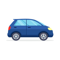 Blue Hatchback Vehicle Illustration Simple Car Design Modern Automobile Transportation Personal Auto Compact Car Flat Style