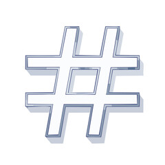 Fototapeta premium Hashtag Sign 3D White and Blue on Black Backdrop Social Media Symbol Outline Cartoon Style Simple Design