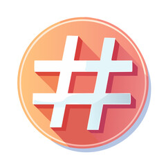Obraz premium Hashtag icon on gradient circle shape social media digital marketing connection online networking internet community graphic