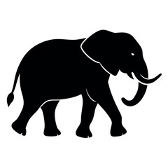 Majestic African Elephant Silhouette Wildlife Vector Illustration