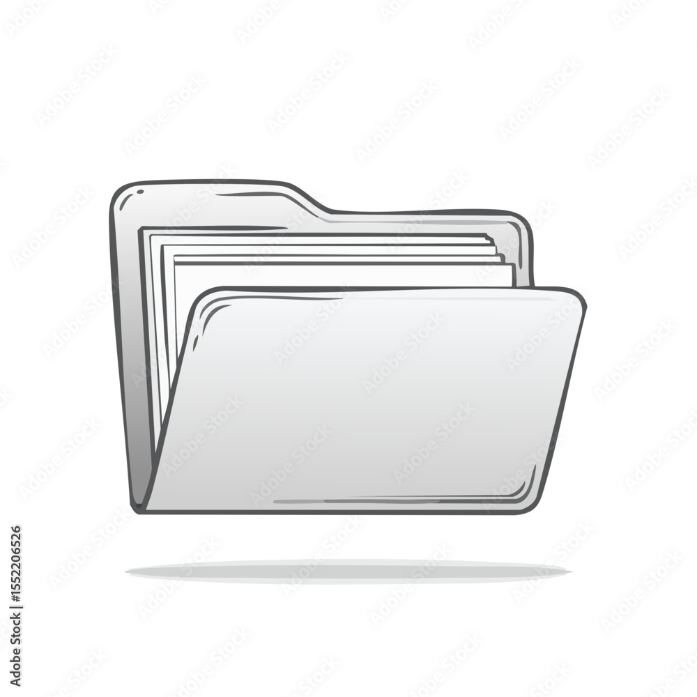 Poster open file folder with documents inside information management and storage