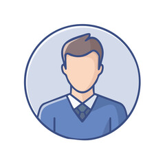 Fototapeta premium Illustrated avatar of a man in a blue sweater and tie profile image for social media or professional networking sites