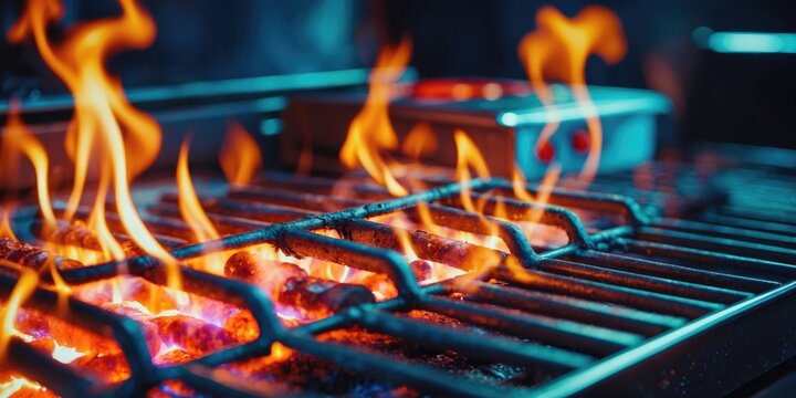 Propane BBQ Grill Gas Burner Tube. Barbecue grilling maintenance, cleaning, and safety concept.