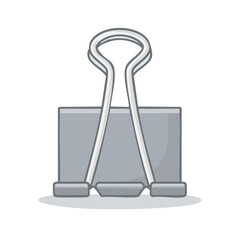 Gray Metal Binder Clip Illustration for Office Supplies or Paperwork Organizing against Black Backdrop