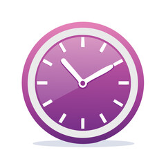 Purple gradient clock with white hands and hour markers indicates time on black background