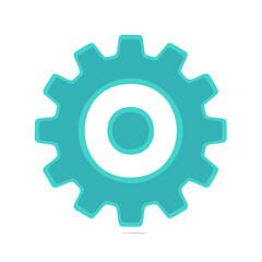 Turquoise Cogwheel Symbol on Dark Backdrop Represents Mechanisms and Engineering Concepts for Design Templates or Creative Works