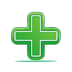 Fototapeta premium Green Cross Symbol with White Outline on Black Background Illustration