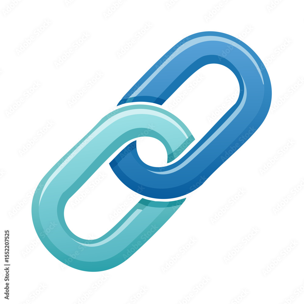 Poster linked connection illustration featuring gradient blue interlocked chain links on black background r