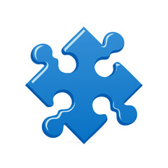 Fototapeta premium Isolated Blue Puzzle Piece Graphic on a Black Background, Symbolic of Connection and Problem Solving