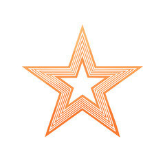 Obraz premium Layered Star Design Orange and White Outline Geometric Pattern on Black Background