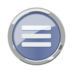 Blue Round Menu Button with Three Horizontal Lines and Silver Border