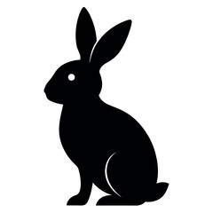 Elegant Black Silhouette of a Rabbit