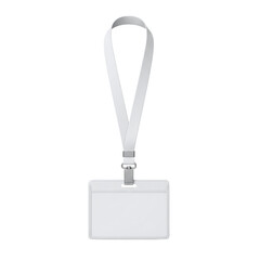 Blank name tag badge with lanyard isolated on transparent background