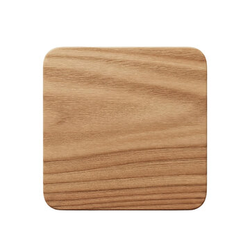 Square wooden coaster mockup isolated on transparent background