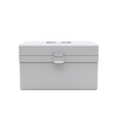 Plastic lockable storage box, isolated on transparent background